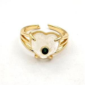 Clear Quartz Heart Copper Rings Gold Plated, approx 14mm, 18mm dia [GM27622]