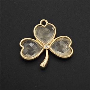 Clear Quartz Clover Pendant Gold Plated, approx 18-20mm [GM27668]