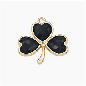 Black Obsidian Clover Pendant Gold Plated, approx 18-20mm [GM27671]