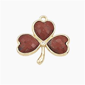Red Jasper Clover Pendant Gold Plated, approx 18-20mm [GM27676]