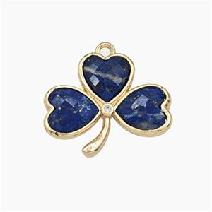 Blue Lapis Lazuli Clover Pendant Gold Plated, approx 18-20mm [GM27677]