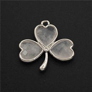 Clear Quartz Clover Pendant Platinum Plated, approx 18-20mm [GM27678]