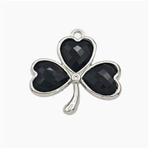 Black Obsidian Clover Pendant Platinum Plated, approx 18-20mm [GM27680]