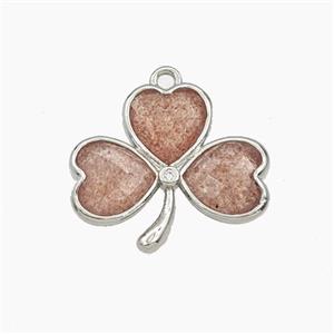 Pink Strawberry Quartz Clover Pendant Platinum Plated, approx 18-20mm [GM27685]