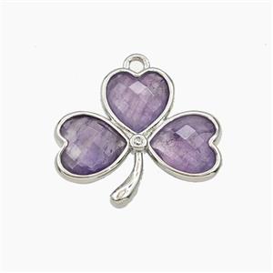 Purple Amethyst Clover Pendant Platinum Plated, approx 18-20mm [GM27691]