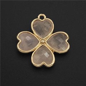 Pink Rose Quartz Clover Pendant Gold Plated, approx 20mm [GM27694]