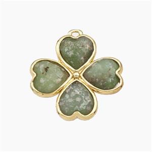 Green Australian Chrysoprase Clover Pendant Gold Plated, approx 20mm [GM27697]