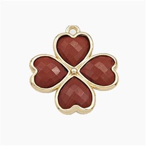 Red Jasper Clover Pendant Gold Plated, approx 20mm [GM27701]