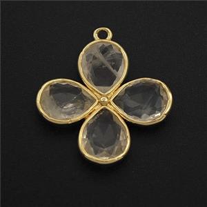 Clear Quartz Clover Pendant Gold Plated, approx 25mm [GM27703]