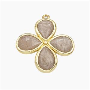 Peach Sunstone Clover Pendant Gold Plated, approx 25mm [GM27706]