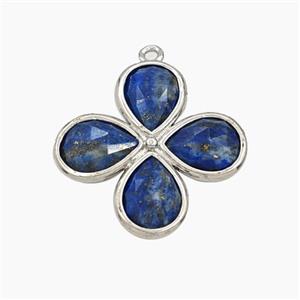 Blue Lapis Lazuli Clover Pendant Platinum Plated, approx 25mm [GM27722]