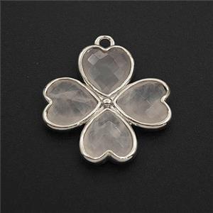 Clear Quartz Clover Pendant Platinum Plated, approx 20mm [GM27725]