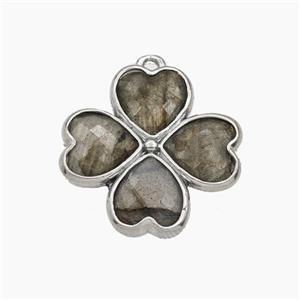 Labradorite Clover Pendant Platinum Plated, approx 20mm [GM27733]
