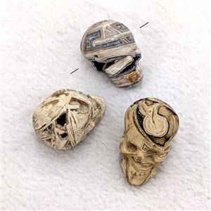 Natural Agate Skull Pendant Khaki Geode, approx 18-30mm [GM27742]