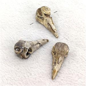 Natural Agate Druzy Crow Head Mouth Pendant Khaki Geode, approx 17-38mm [GM27744]