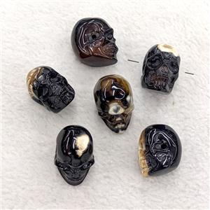 Natural Black Agate Skull Pendant Dye, approx 17-22mm [GM27745]
