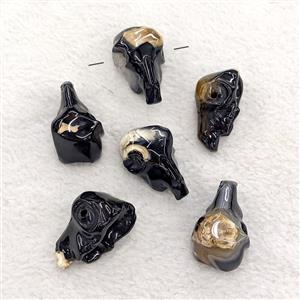 Natural Black Agate Elephant Pendant Dye, approx 18-30mm [GM27746]