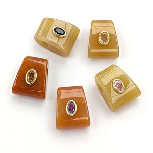 Natural Red Aventurine Pendant Pave Zirconia Mixed, approx 16-20mm, 4mm hole [GM27747]