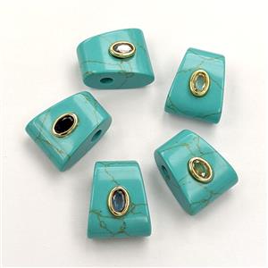 Green Dye Howlite Turquoise Pendant Pave Zirconia Mixed, approx 16-20mm, 4mm hole [GM27755]