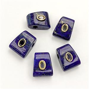 Natural Blue Lapis Lazuli Pendant Pave Zirconia Mixed, approx 16-20mm, 4mm hole [GM27757]