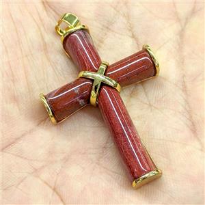 Golden Sandstone Cross Pendant Gold Plated, approx 30-45mm [GM27759]