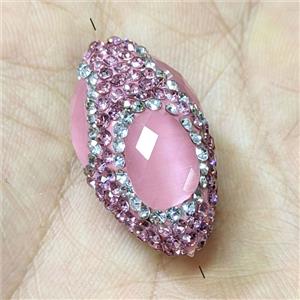 Clay Rice Beads Pave Pink Rhinestone Cats Eye, approx 17-35mm [GM27764]