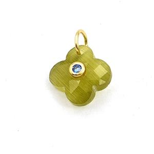 Oliver Cats Eye Glass Clover Pendant Pave Zirconia, approx 12mm [GM27814]