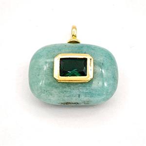 Green Amazonite Rectangle Pendant Pave Zirconia, approx 17-23mm [GM27842]