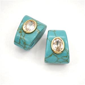 Green Dye Howlite Turquoise Pendant Pave Zirconia, approx 14-20mm, 4mm hole [GM27844]