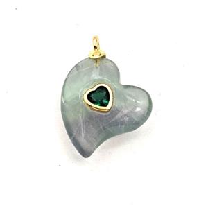 Fluorite Heart Pendant Pave Zirconia, approx 20mm [GM27865]