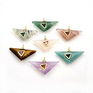 Natural Gemstone Triangle Pendant Pave Zirconia Mixed, approx 14-30mm [GM27877]