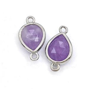 Lt.purple Amethyst Teardrop Connector Faceted, approx 8-10mm [GM27947]
