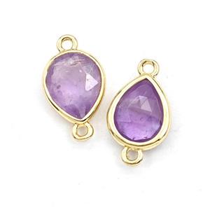 Lt.purple Amethyst Teardrop Connector Faceted, approx 8-10mm [GM27964]