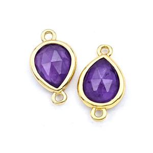 Purple Amethyst Teardrop Connector Faceted, approx 8-10mm [GM27965]