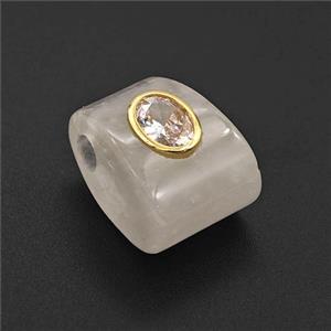 Clear Quartz Pendant Pave Zirconia, approx 15-20mm, 4mm hole [GM27987]