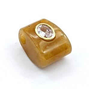 Yellow Aventurine Pendant Pave Zirconia, approx 15-20mm, 4mm hole [GM27992]