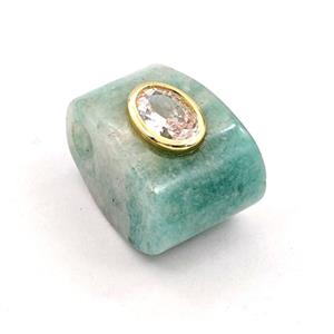 Green Amazonite Pendant Pave Zirconia, approx 15-20mm, 4mm hole [GM27993]