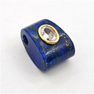 Blue Lapis Lazuli Pendant Pave Zirconia, approx 15-20mm, 4mm hole [GM27995]