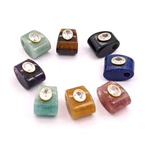 Natural Gemstone Pendant Pave Zirconia Mixed, approx 15-20mm, 4mm hole [GM27997]