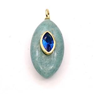 Green Amazonite Eye Pendant Pave Zirconia, approx 18-35mm [GM28025]