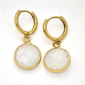 Clear Quartz Copper Hoop Earrings Circle Gold Plated, approx 14mm, 14mm dia [GR10866]