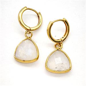 Clear Quartz Copper Hoop Earrings Triangle Gold Plated, approx 14mm, 14mm dia [GR10906]