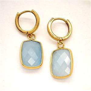 Blue Aquamarine Copper Hoop Earrings Rectangle Gold Plated, approx 12-16mm, 14mm dia [GR10963]