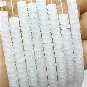 White Jadeite Glass Heishi Beads, approx 3-6mm [GS2872]