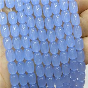 Blue Jadeite Glass Barrel Beads, approx 6-9mm [GS2877]