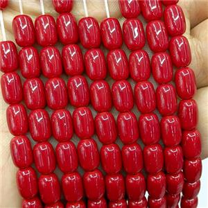 Red Jadeite Glass Barrel Beads, approx 6-9mm [GS2878]
