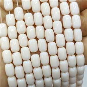 Beige Jadeite Glass Barrel Beads, approx 6-9mm [GS2879]