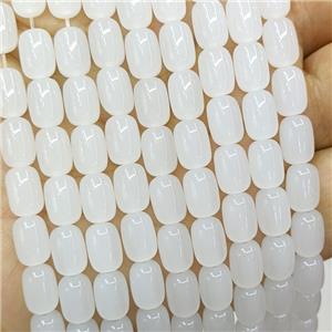 White Jadeite Glass Barrel Beads, approx 6-9mm [GS2882]
