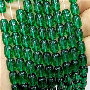 Green Crystal Glass Barrel Beads, approx 6-9mm [GS2883]
