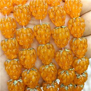 Lampwork Glass Strawberry Beads Orange, approx 15-18mm [GS2888]